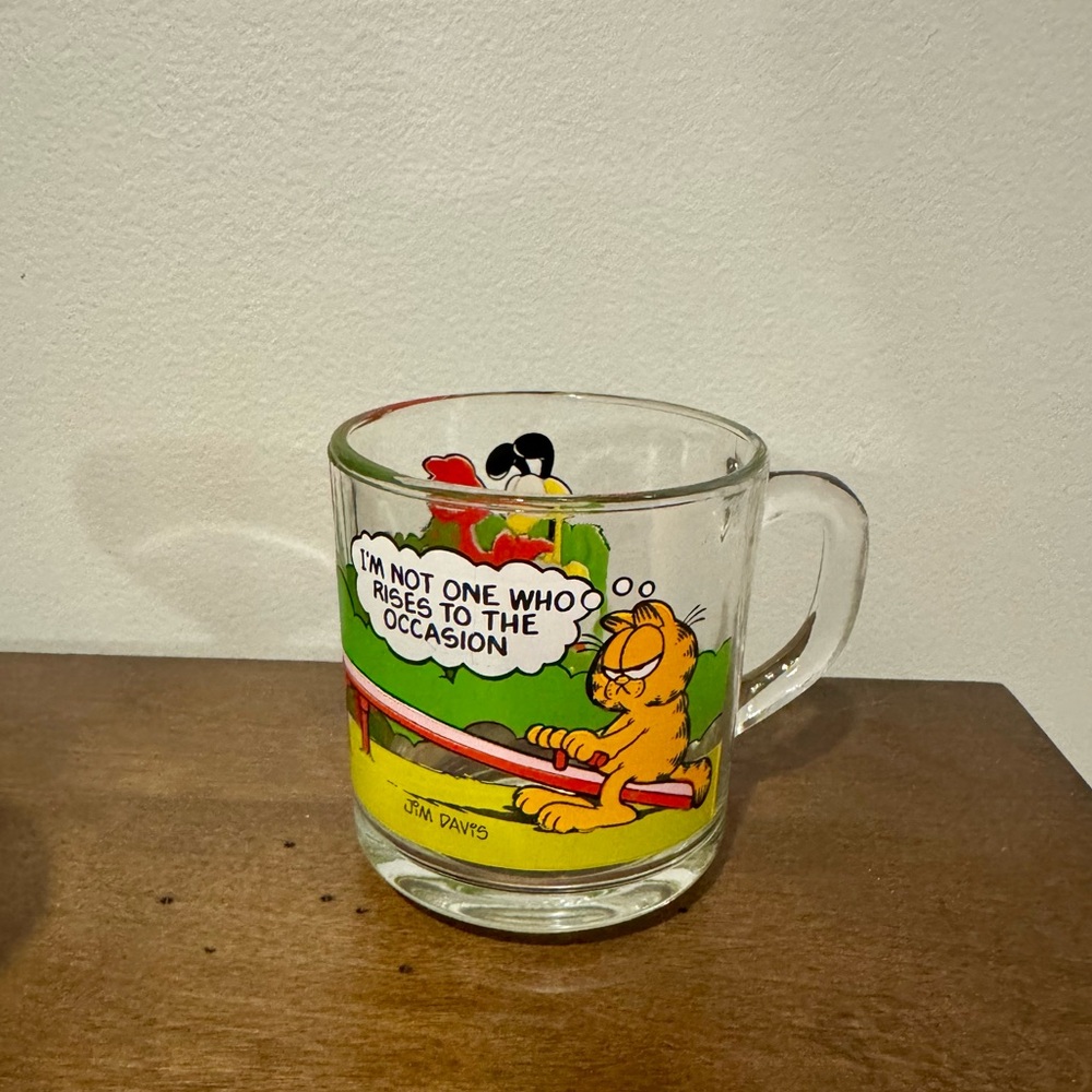 Vintage Garfield and Friends McDonald’s Clear Mug  Seesaw Park 1978
